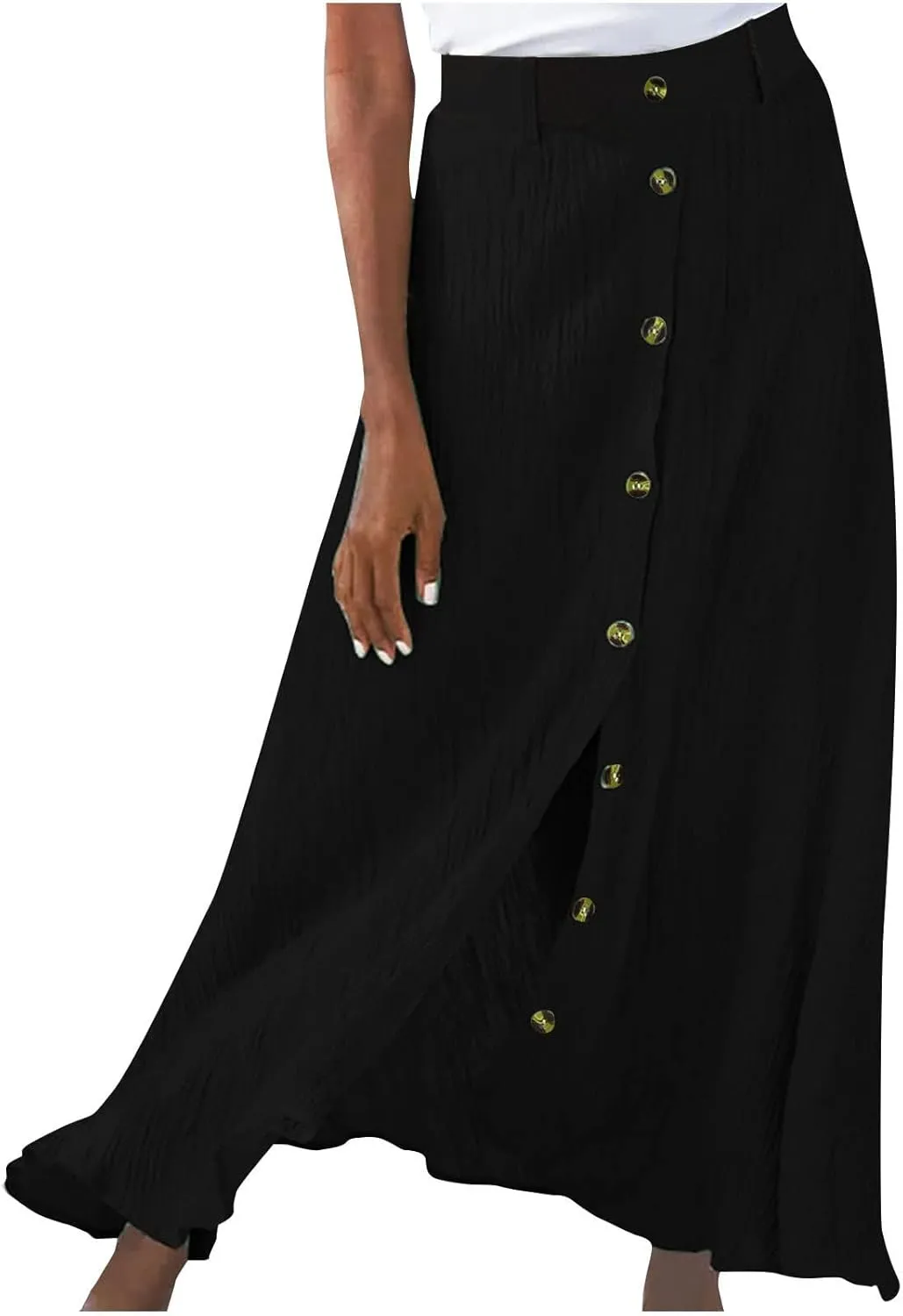 High Waist Skirts for Women Dressy Casual Skirts Button Down A Line Skirts Summer Boho Skirts Vintage Basic Skirts