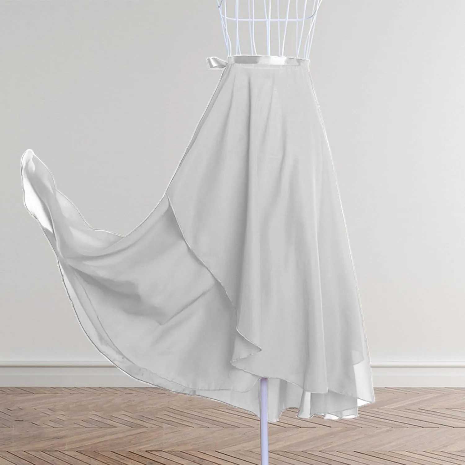 High Waist Wrap Maxi Skirt for Women Asymmetrical Hem Flowing Long Skirts Elegant Formal Outfits