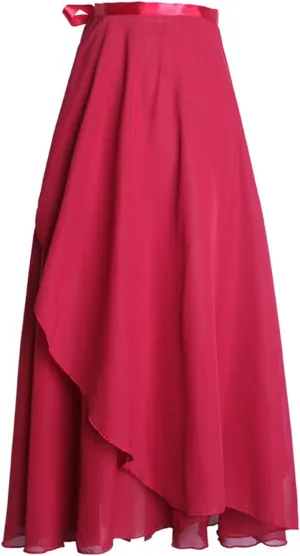 High Waist Wrap Maxi Skirt for Women Asymmetrical Hem Flowing Long Skirts Elegant Formal Outfits