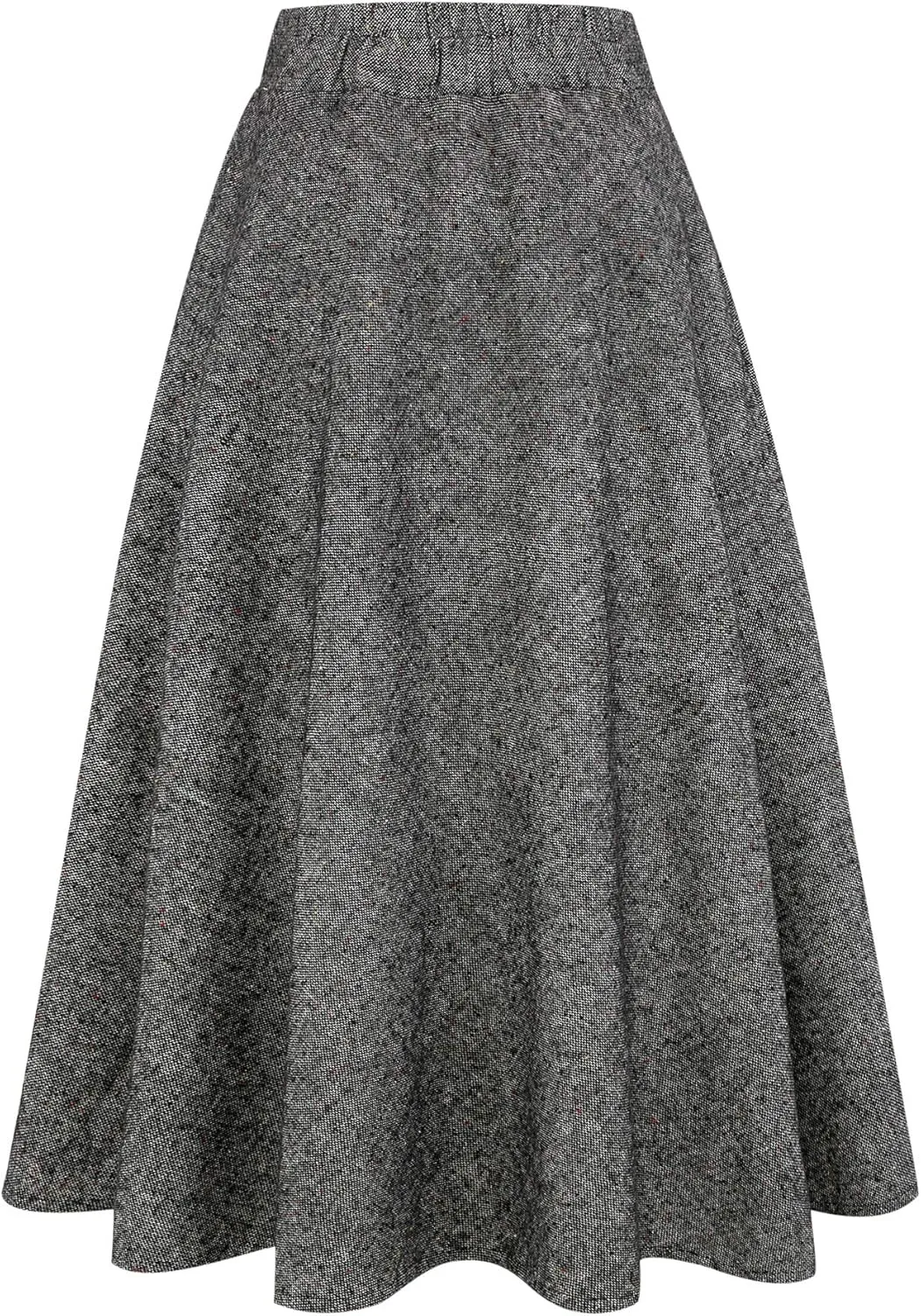 IDEALSANXUN Womens Plaid Wool Skirts Elastic Waist A-Line Pleated Tartan Long Skirts