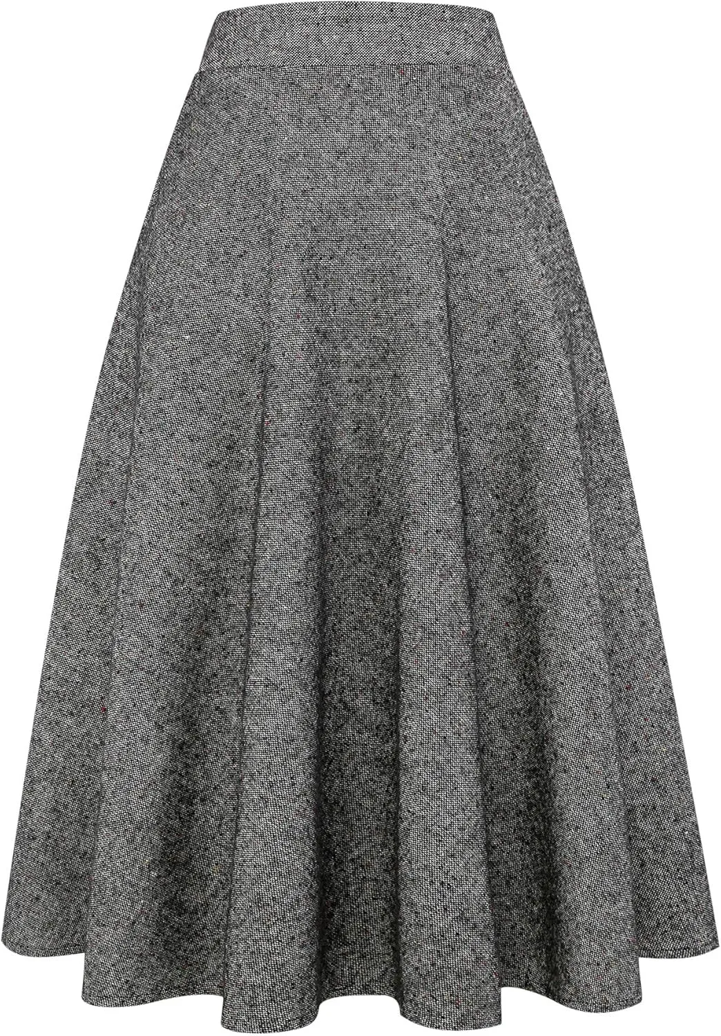 IDEALSANXUN Womens Plaid Wool Skirts Elastic Waist A-Line Pleated Tartan Long Skirts