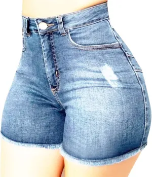 Jean Shorts for Women Casual Summer Frayed Denim Shorts High Waisted Distressed Ripped Jean Shorts Trendy Cut Off Shorts