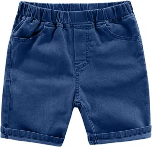 Jeans Shorts for Toddler Boys Elastic Waist Short Denim Pants Kids Wide Leg Jeans Comfy Basic Shorts for Boys Summer