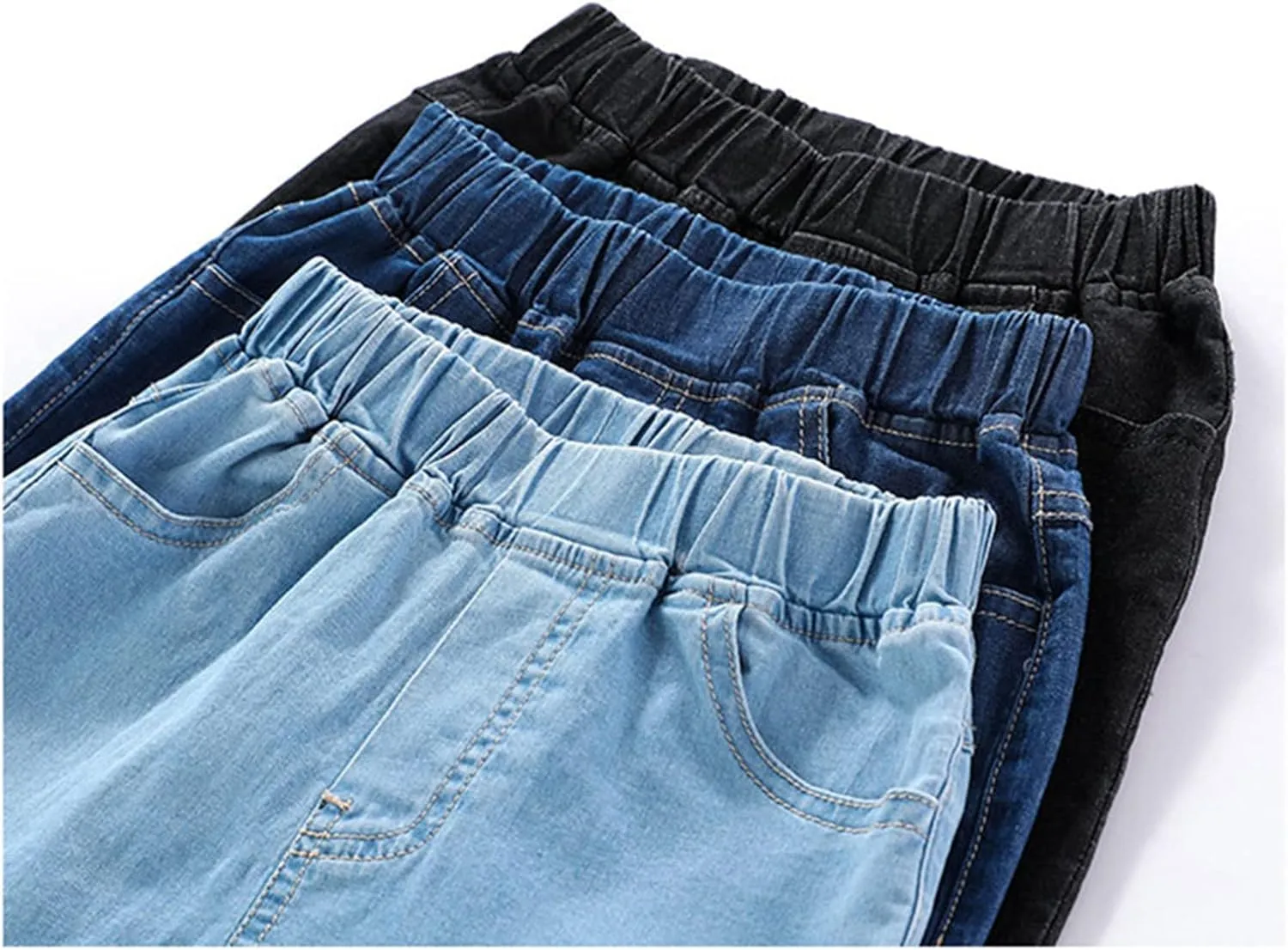 Jeans Shorts for Toddler Boys Elastic Waist Short Denim Pants Kids Wide Leg Jeans Comfy Basic Shorts for Boys Summer