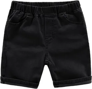 Jeans Shorts for Toddler Boys Elastic Waist Short Denim Pants Kids Wide Leg Jeans Comfy Basic Shorts for Boys Summer