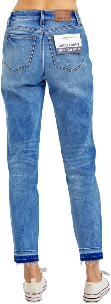 Judy Blue Mid Rise Rigid Magic Release Hem Boyfriend