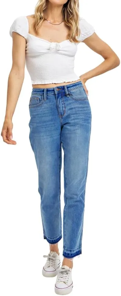 Judy Blue Mid Rise Rigid Magic Release Hem Boyfriend