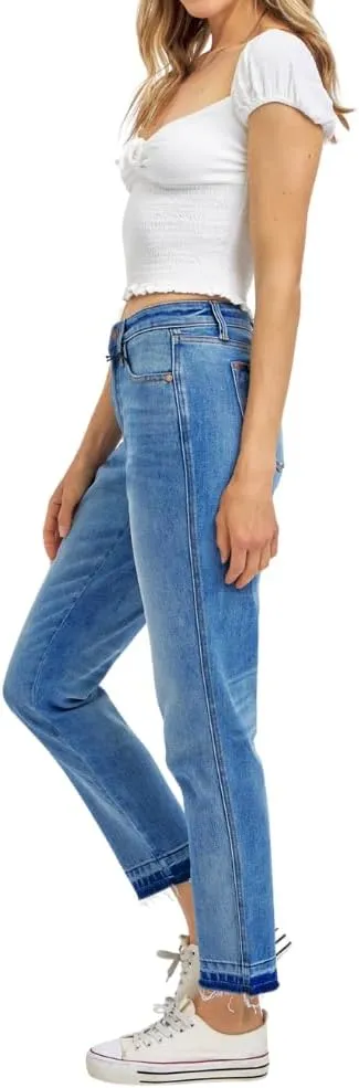 Judy Blue Mid Rise Rigid Magic Release Hem Boyfriend