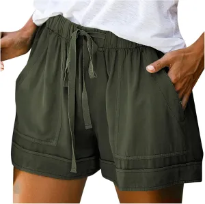 LCMTWX Flowy Shorts Waist Pants Shorts Loose Elastic Pocketed Womens Casual Drawstring Pants Flowy Shorts Jean Shorts Short