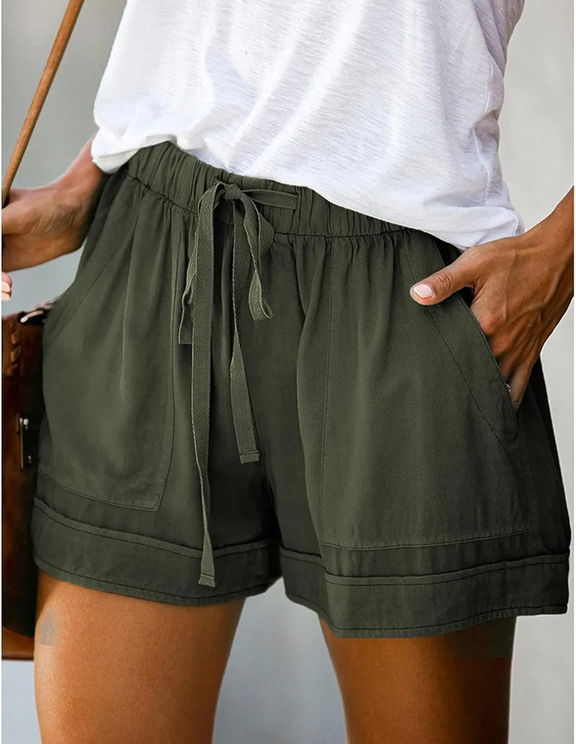 LCMTWX Flowy Shorts Waist Pants Shorts Loose Elastic Pocketed Womens Casual Drawstring Pants Flowy Shorts Jean Shorts Short