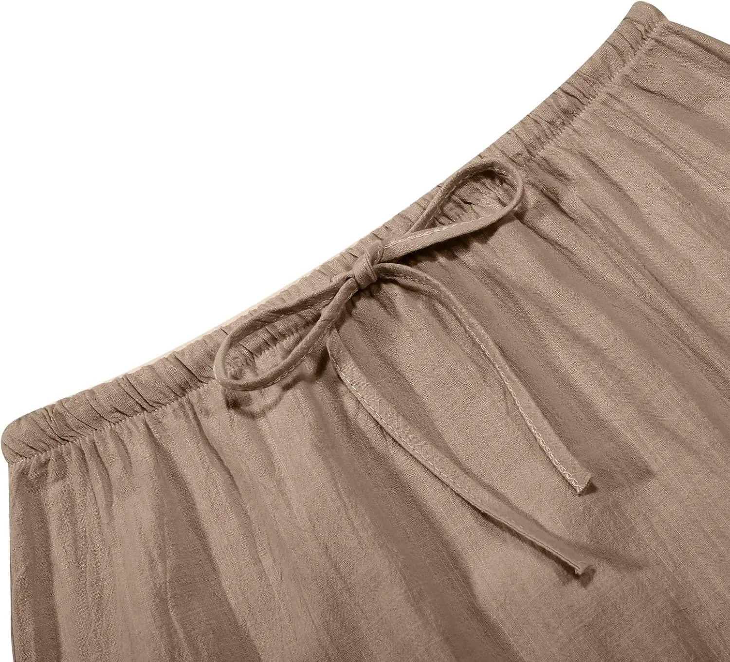 Linen Maxi Skirts for Women Flowy Summer High Waisted Drawstring Ankle-Length A Line Skirts Casual Beach Vacation Boho Dress