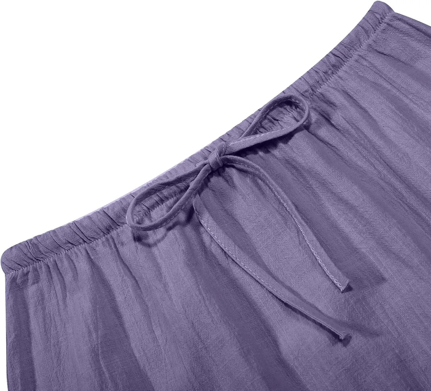 Linen Maxi Skirts for Women Summer Elastic Flared A-Line Maxi Skirts Comfy 2025 Flowy Party Long Boho Dress Skirts