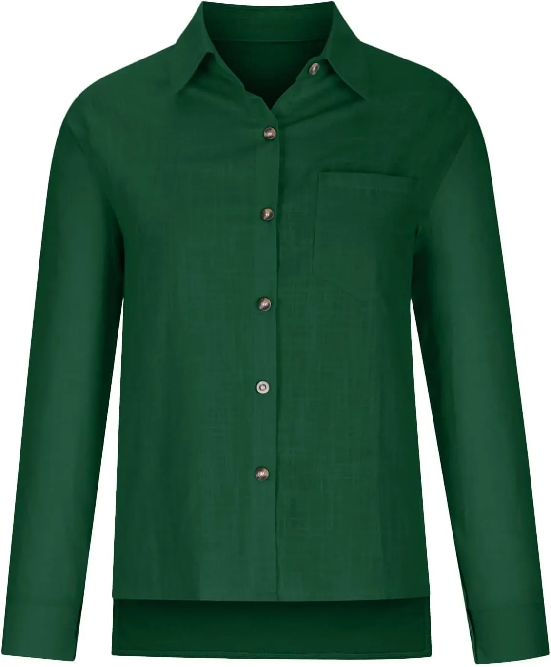 Linen Shirts for Women Trendy Solid Long Sleeve Collared Button Down Shirts Ladies Tops and Blouses Summer Clothes