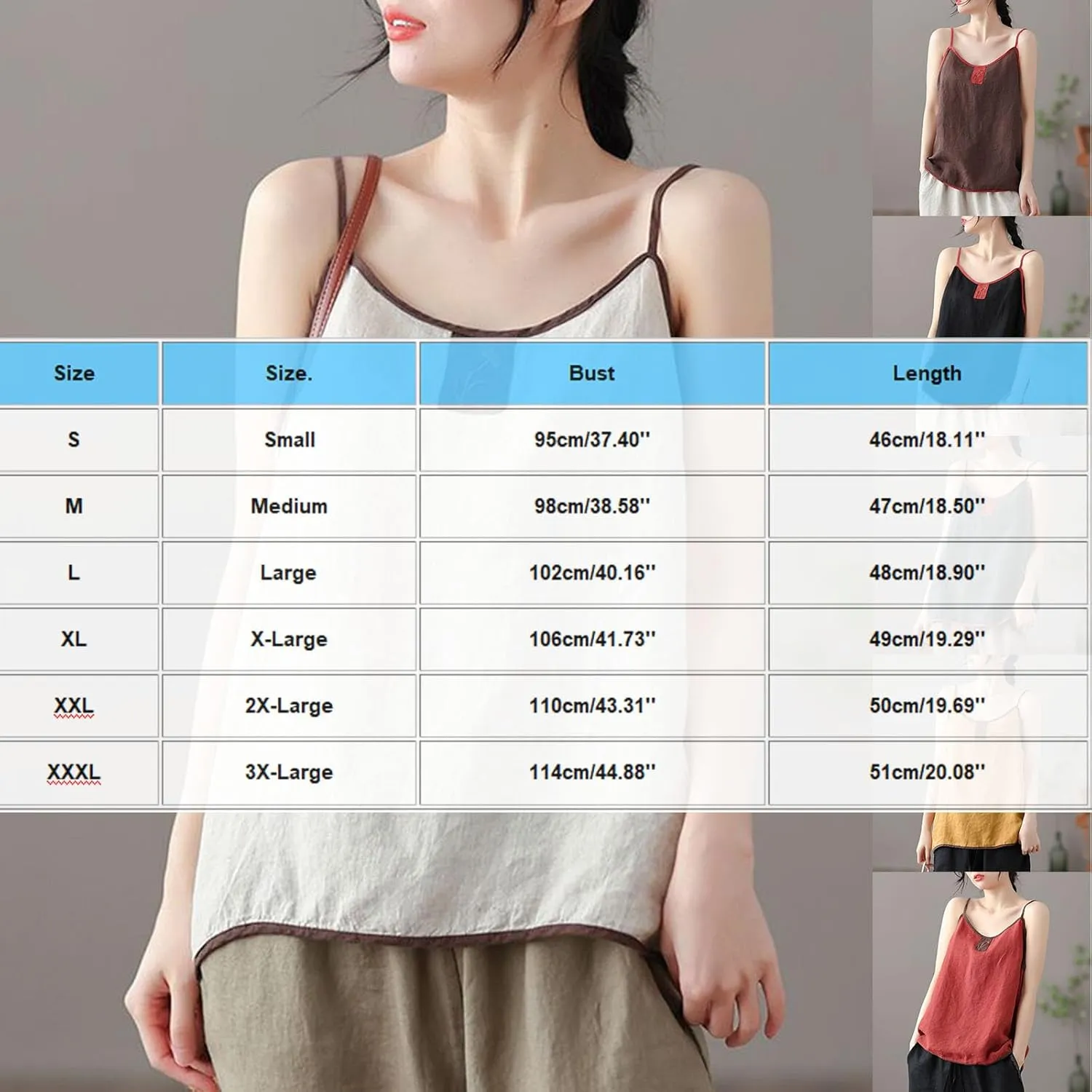 Linen Tank Tops for Women 2025 Plus Size Crewneck Spaghetti Strap Shirts Sleeveless Casual Trendy Beach Loose Tank