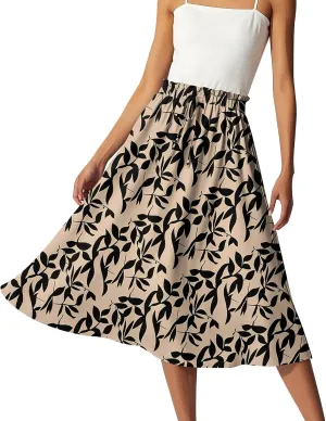 Long Pleated Skirts for Women High Waist A-Line Flowy Maxi Skirt Elegant Summer
