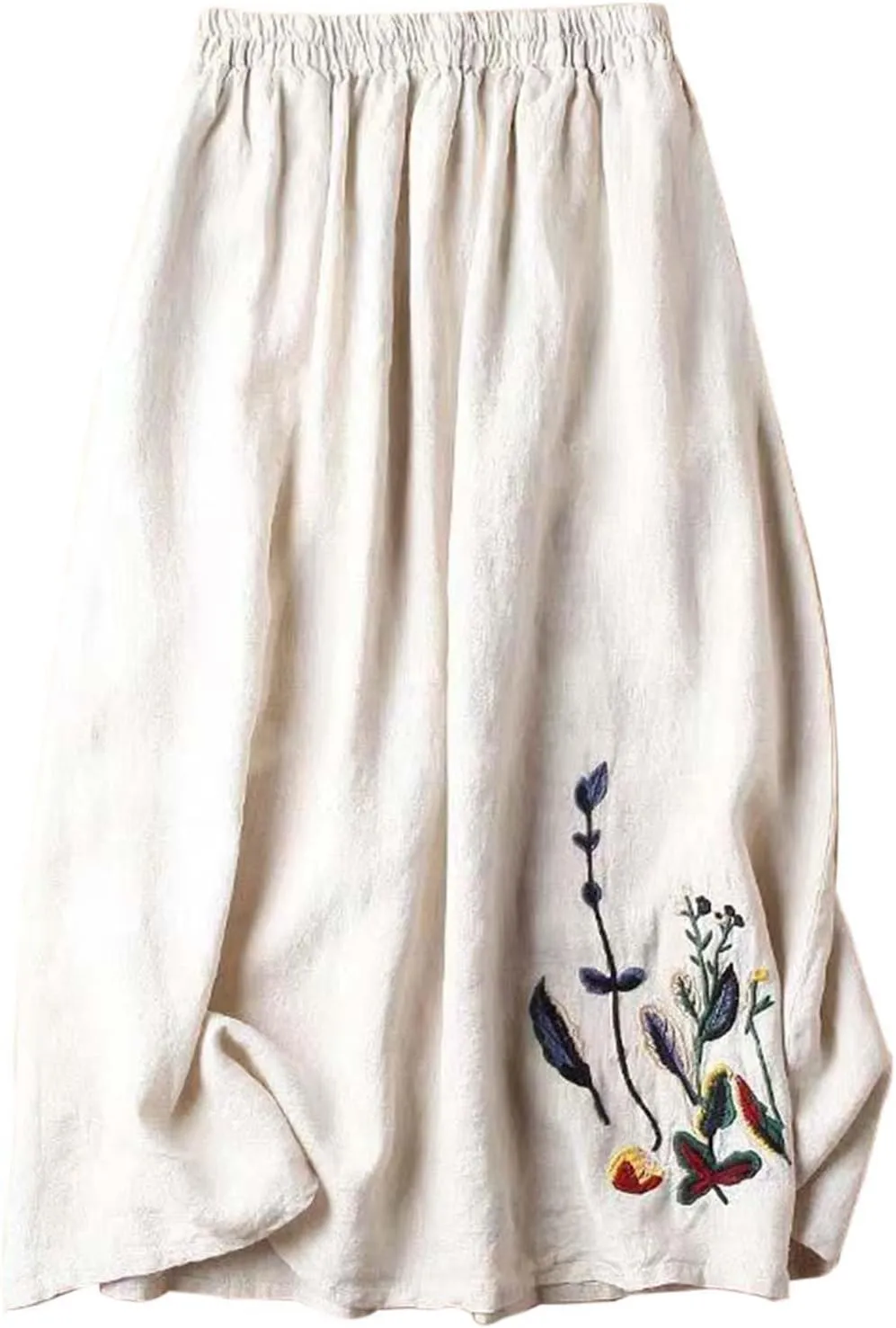 Long Pleated Skirts for Women Soft Cotton Maxi A-Line 2025 Boha High Elastic Waist Comfy Summer Long Pleated Skirts