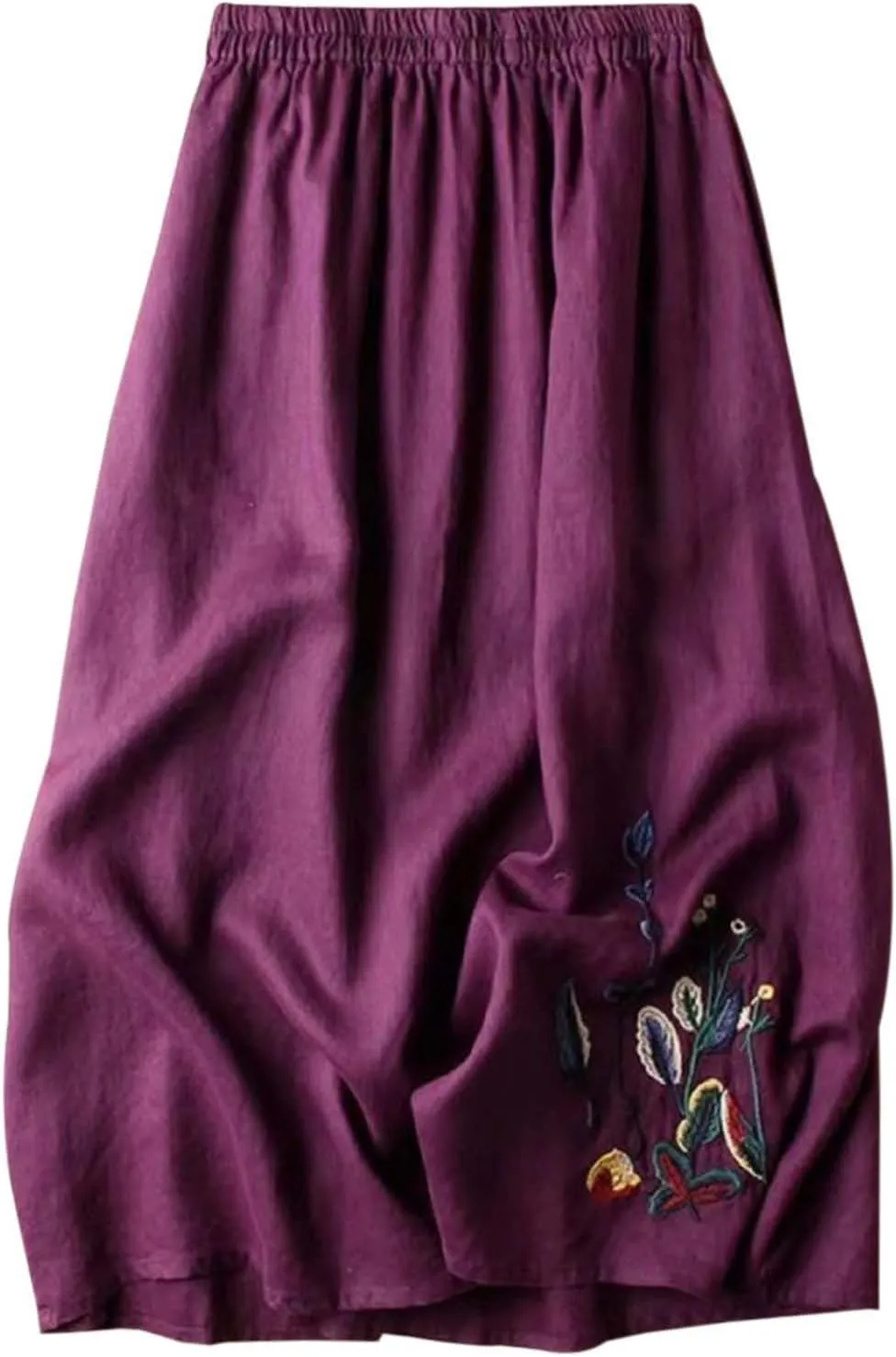 Long Pleated Skirts for Women Soft Cotton Maxi A-Line 2025 Boha High Elastic Waist Comfy Summer Long Pleated Skirts
