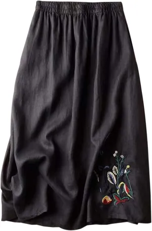 Long Pleated Skirts for Women Soft Cotton Maxi A-Line 2025 Boha High Elastic Waist Comfy Summer Long Pleated Skirts