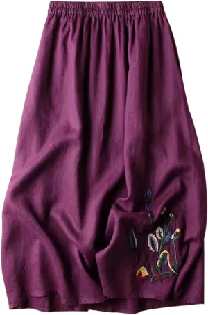 Long Pleated Skirts for Women Soft Cotton Maxi A-Line 2025 Boha High Elastic Waist Comfy Summer Long Pleated Skirts