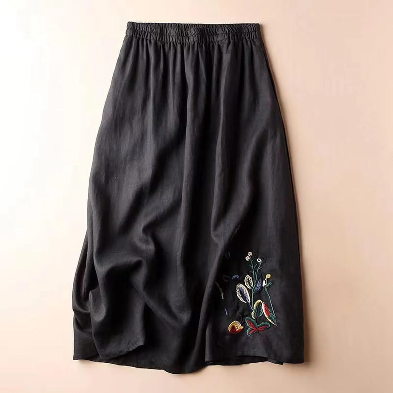 Long Pleated Skirts for Women Soft Cotton Maxi A-Line 2025 Boha High Elastic Waist Comfy Summer Long Pleated Skirts