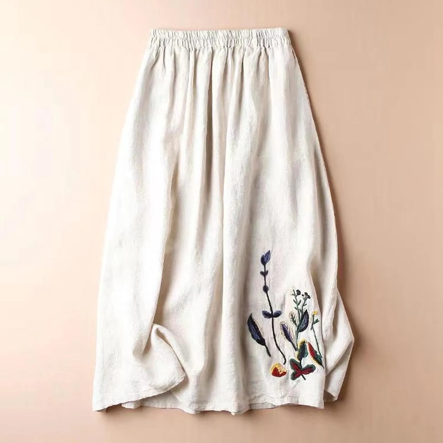 Long Pleated Skirts for Women Soft Cotton Maxi A-Line 2025 Boha High Elastic Waist Comfy Summer Long Pleated Skirts