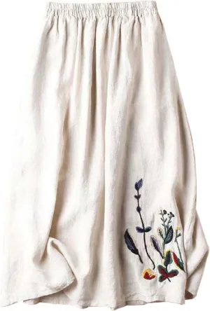 Long Pleated Skirts for Women Soft Cotton Maxi A-Line 2025 Boha High Elastic Waist Comfy Summer Long Pleated Skirts