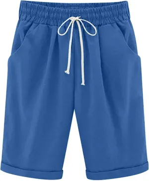 Long Shorts for Women Trendy Athletic Shorts for Women Plus Size Womens Solid Color Dress Pants Casual Pants Summer