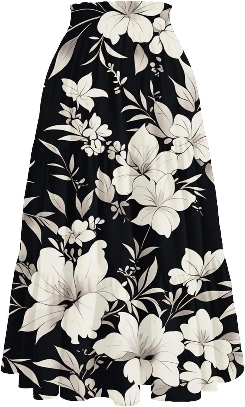 Long Skirts for Women Summer 2025 Boho Flowy High Waist A-Line Maxi Skirt