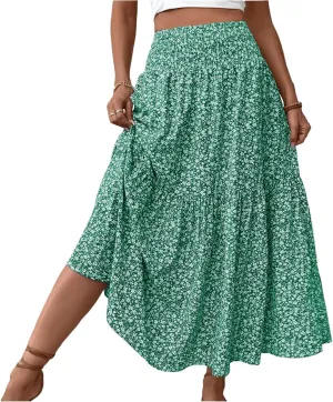 Long Skirts for Women,Flowy Long Skirts 2025 High Waisted Trendy Womens Boho Maxi Skirt with Pockets Pleated