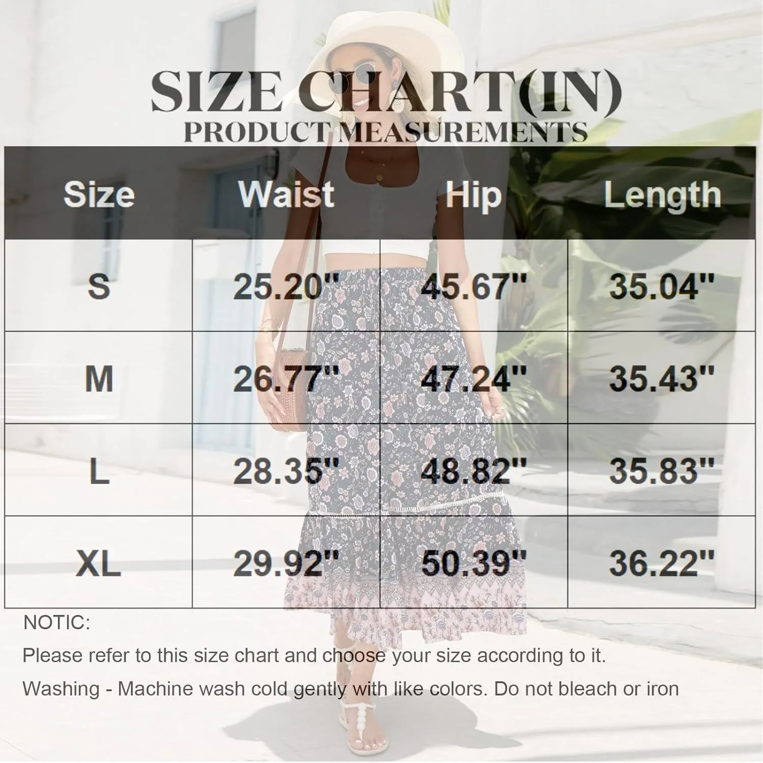 Long Skirts for Women,Formal Flowy Maxi Skirts 2025 Trendy Elastic Waist Beach Vacation Boho Skirt Spring Summer