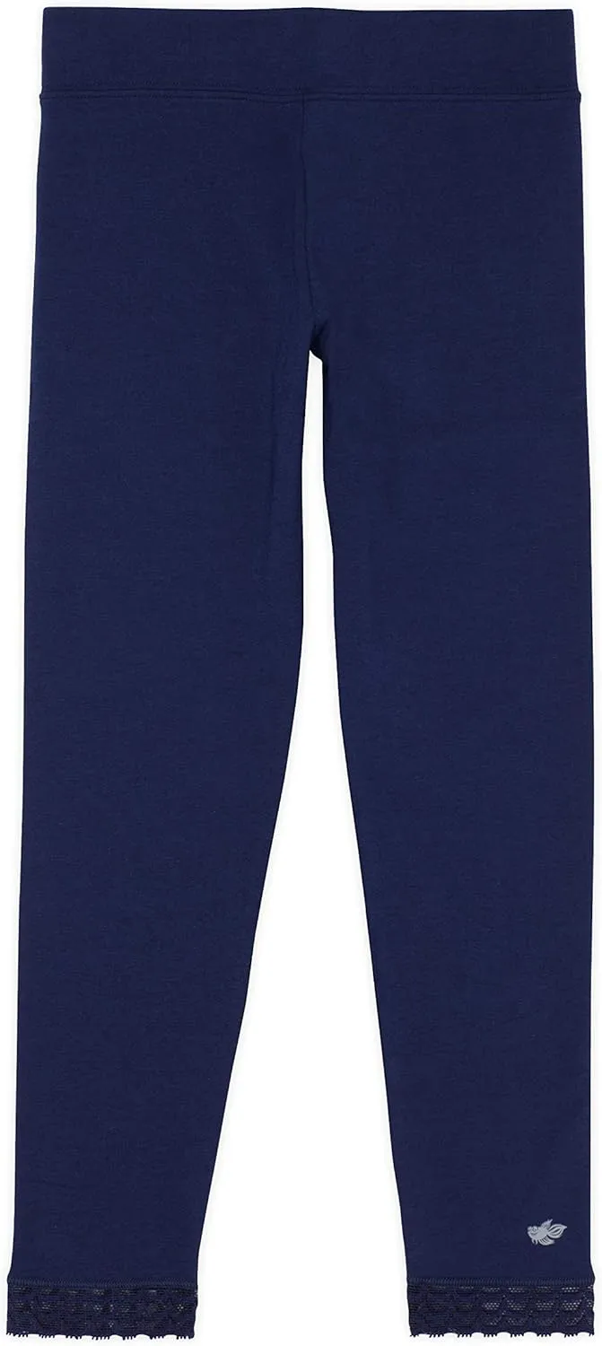 Lucky & Me | Jada Girls Leggings | Tagless | Full Length, Lace Trim, Wide Waistband | 3-Pack