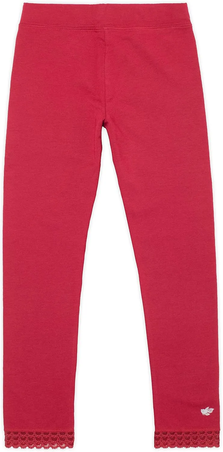 Lucky & Me | Jada Girls Leggings | Tagless | Full Length, Lace Trim, Wide Waistband | 3-Pack