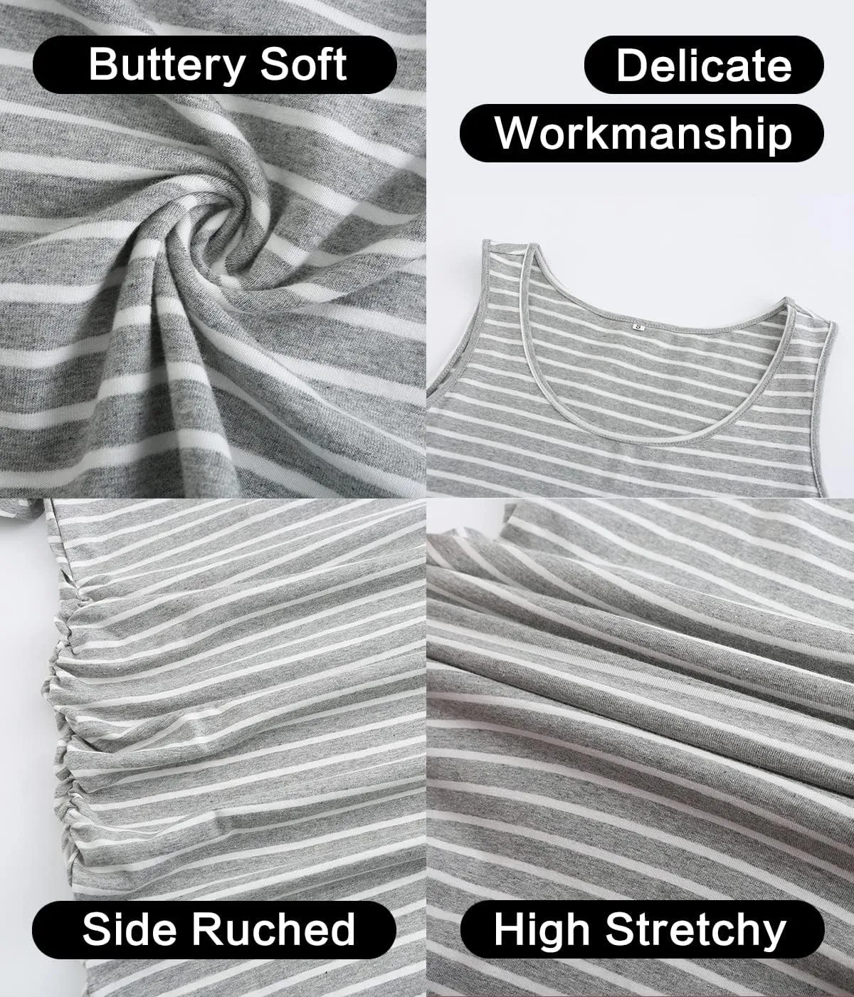 Maternity Dresses for Daily, Baby Shower Photography, Short Sleeve Sleeveless Tank Dresses, Side Ruching