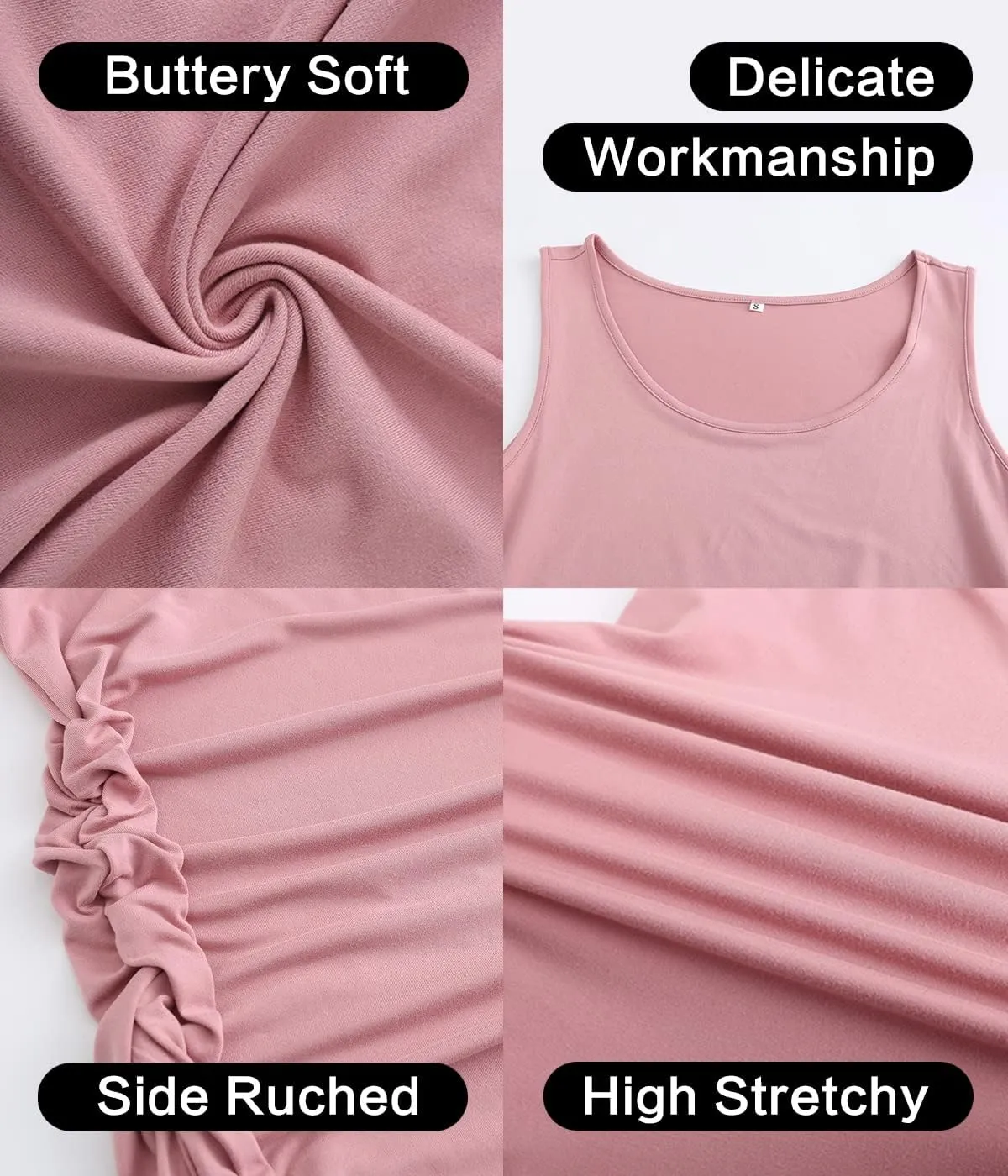 Maternity Dresses for Daily, Baby Shower Photography, Short Sleeve Sleeveless Tank Dresses, Side Ruching