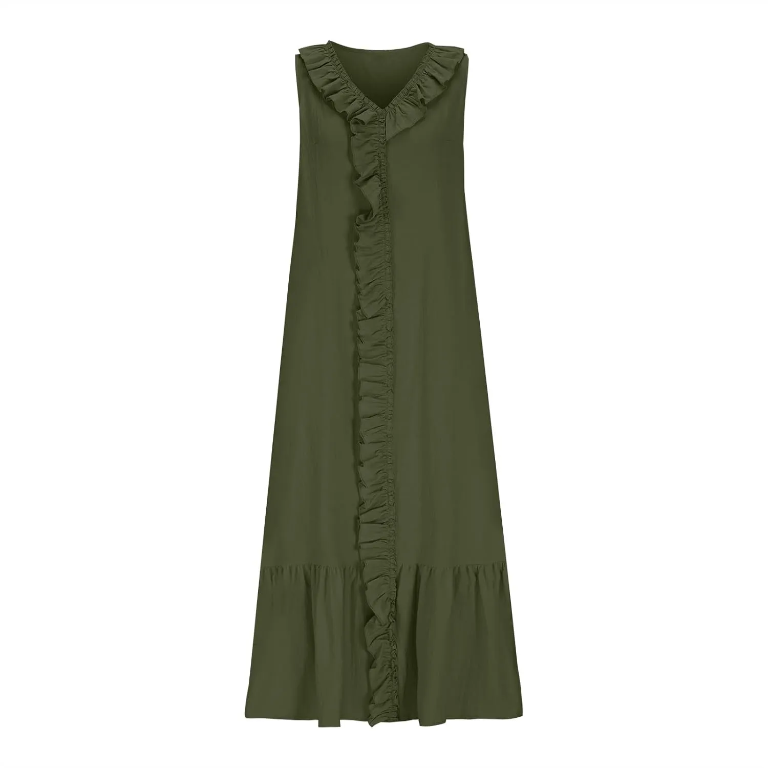 Maxi Dresses for Women Tiered Ruffle Summer Casual Maxi Dress Cotton Linen Tank Dresses