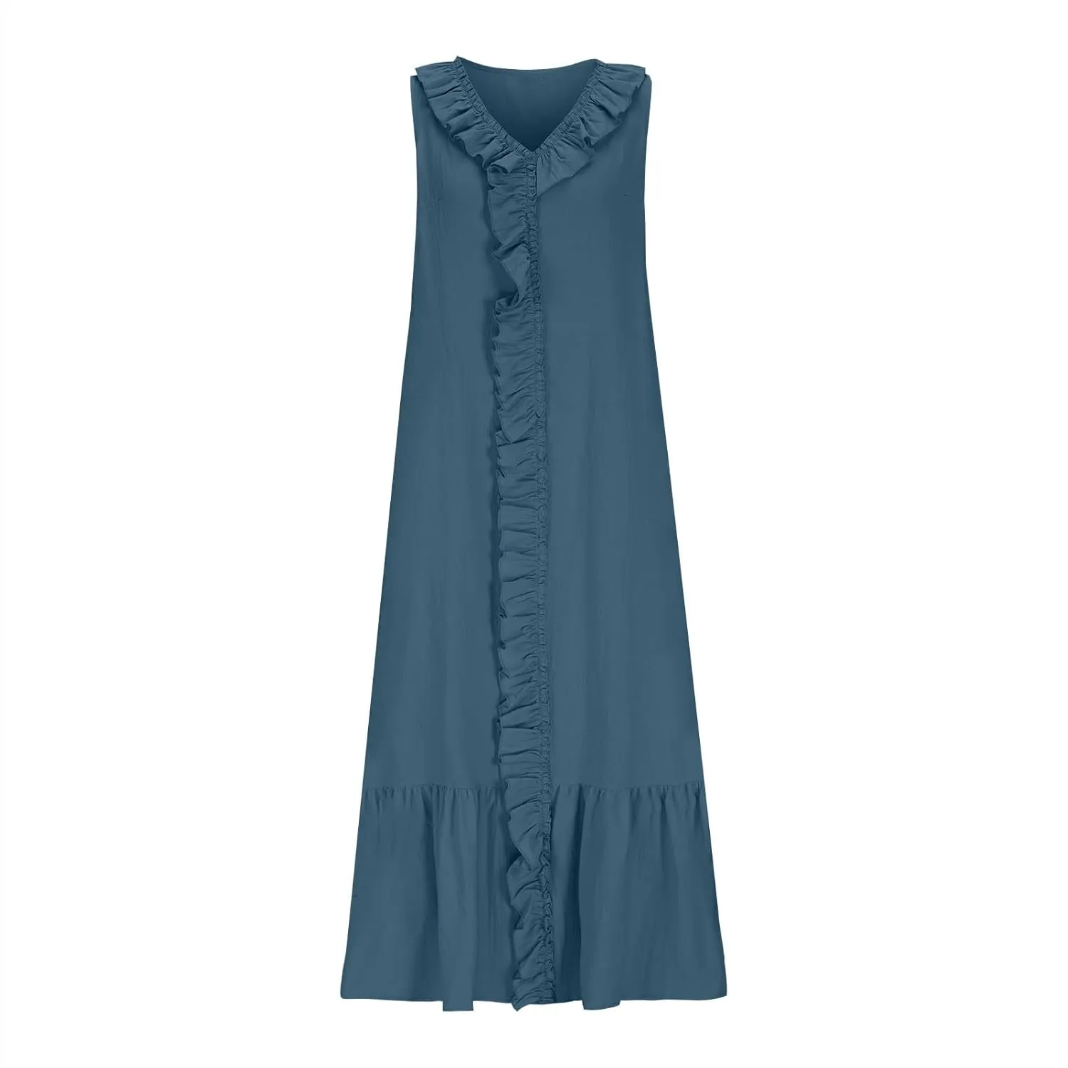 Maxi Dresses for Women Tiered Ruffle Summer Casual Maxi Dress Cotton Linen Tank Dresses