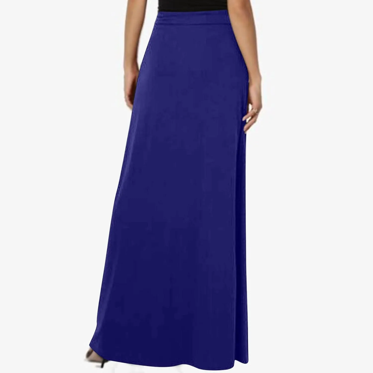 Maxi Skirt for Women Casual High Waist Drawstring Long Dress with Pockets Flowy Lounge Skirts