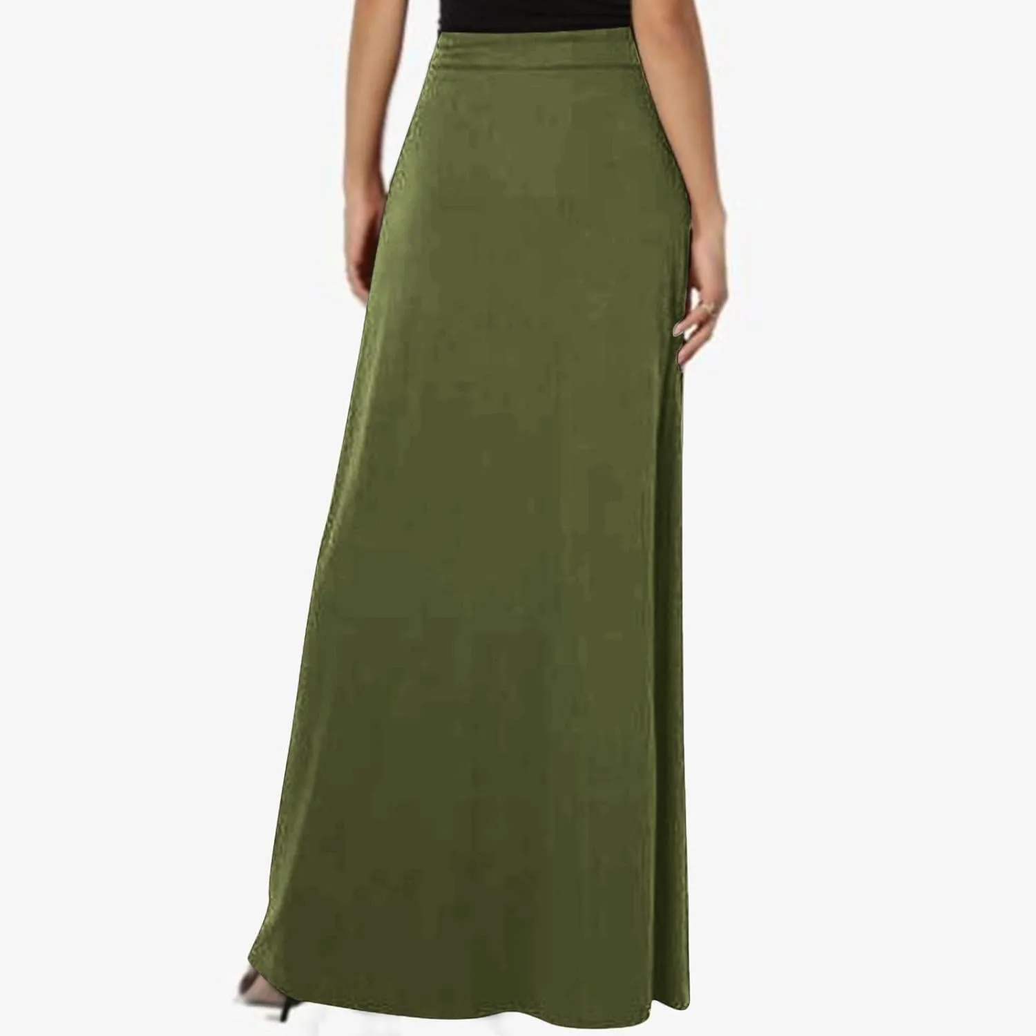 Maxi Skirt for Women Casual High Waist Drawstring Long Dress with Pockets Flowy Lounge Skirts