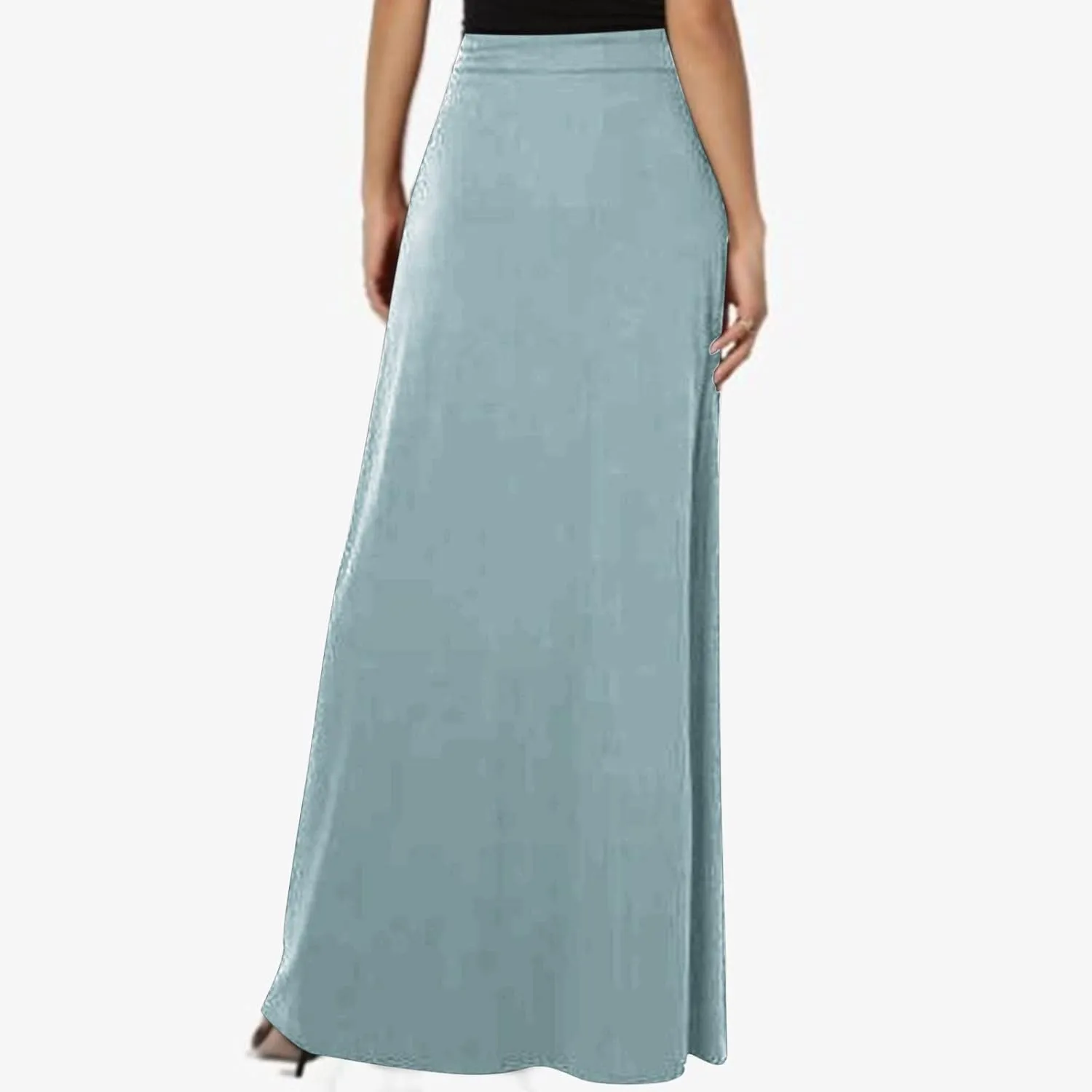 Maxi Skirt for Women Casual High Waist Drawstring Long Dress with Pockets Flowy Lounge Skirts