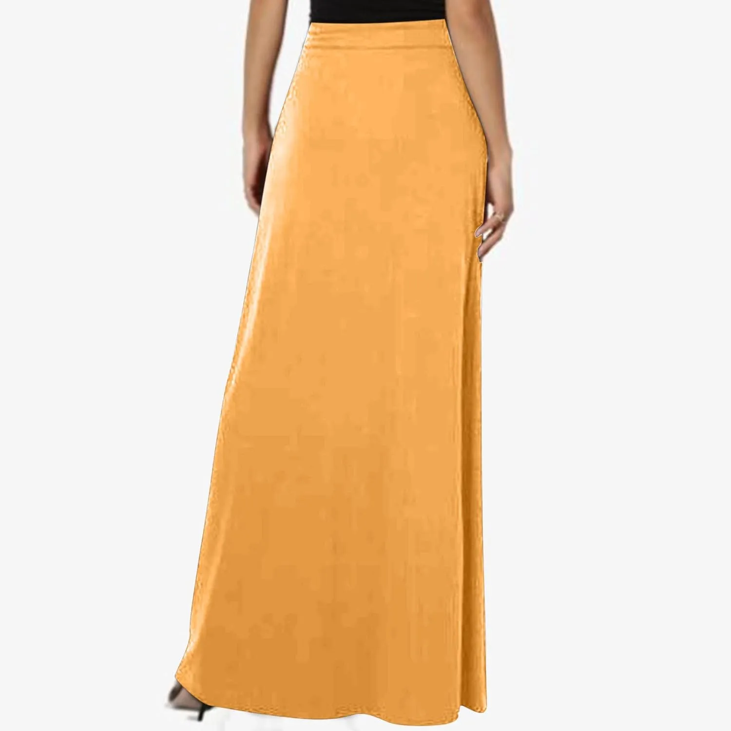 Maxi Skirt for Women Casual High Waist Drawstring Long Dress with Pockets Flowy Lounge Skirts