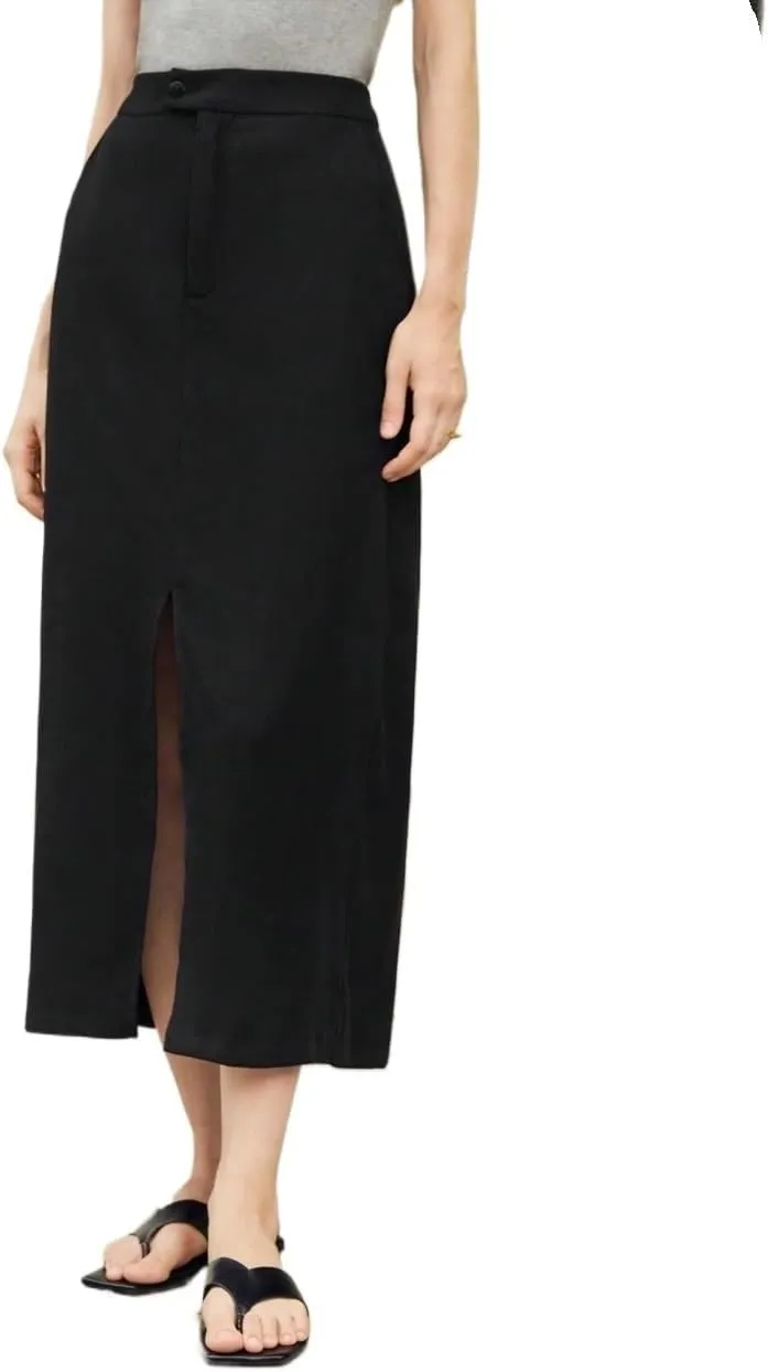 Maxi Skirts for Women Front Slit A-Line Casual Basic Midi Skirt
