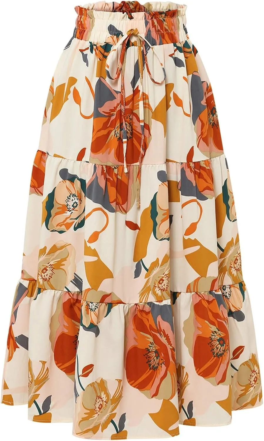 Maxi Skirts for Women,Trendy High Waisted Womens Boho Maxi Skirt with Pockets Pleated Flowy Long Skirts 2025