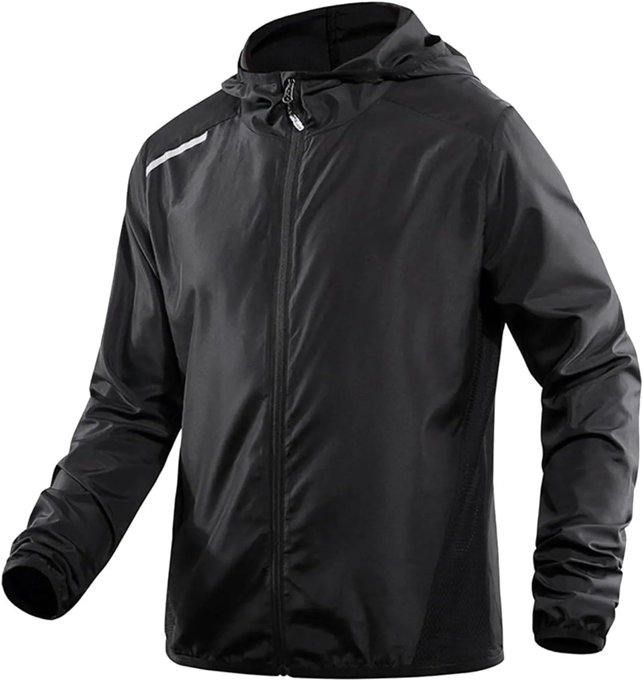 Men UPF 50  Sun Protection Light Jacket Outdoor Full Zip Hoodie Long Sleeve Athletic Fishing Hiking Performance Shirt