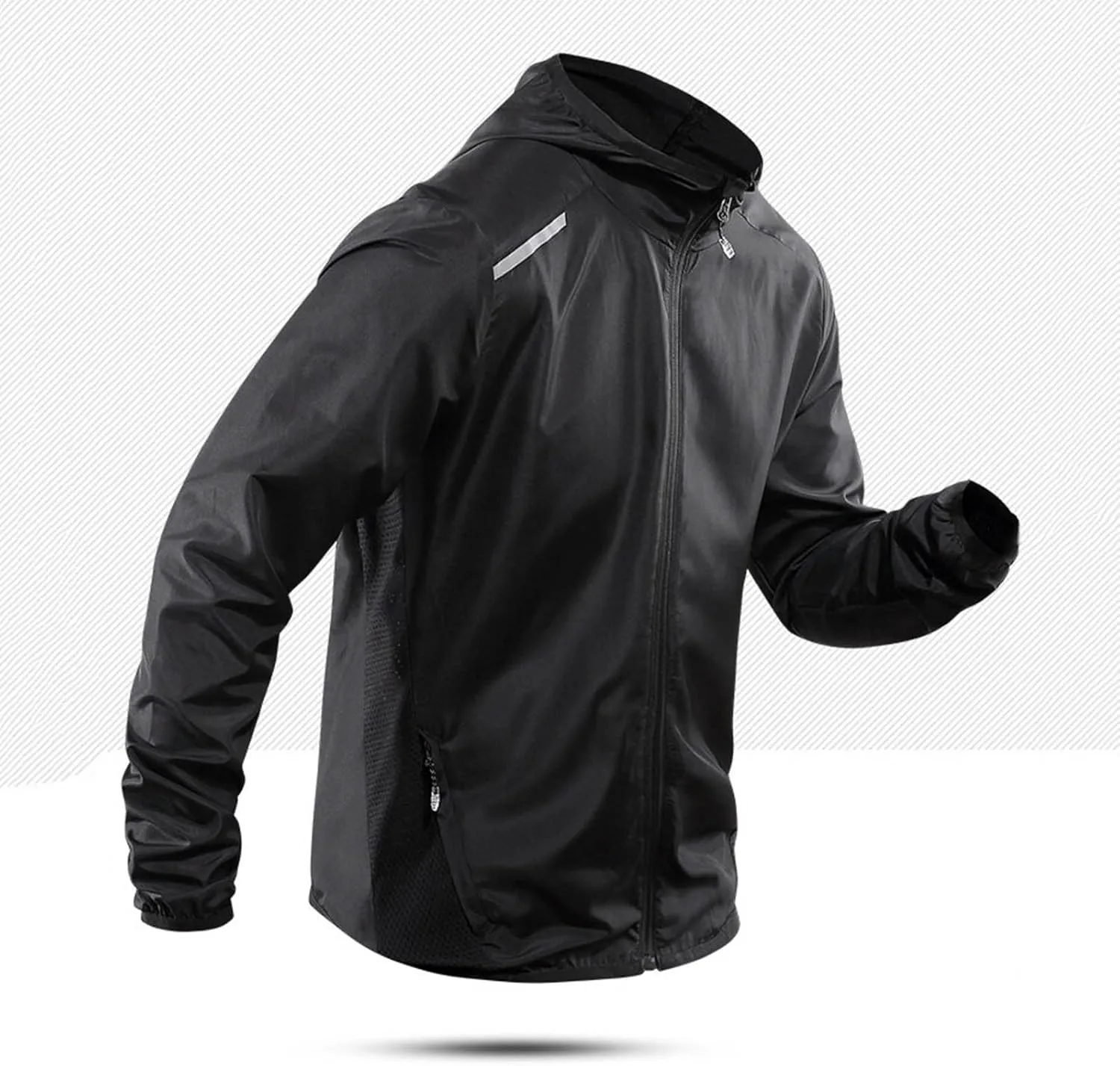 Men UPF 50  Sun Protection Light Jacket Outdoor Full Zip Hoodie Long Sleeve Athletic Fishing Hiking Performance Shirt