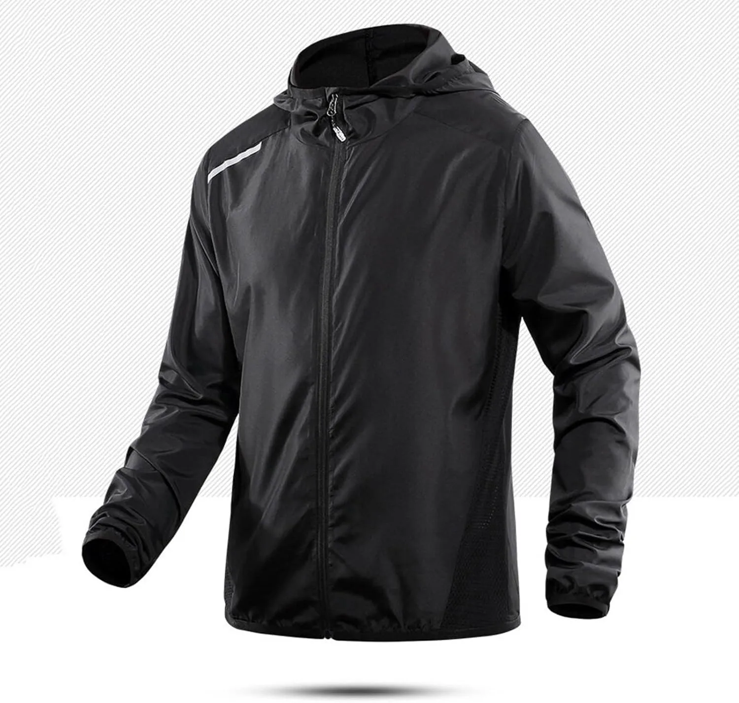 Men UPF 50  Sun Protection Light Jacket Outdoor Full Zip Hoodie Long Sleeve Athletic Fishing Hiking Performance Shirt