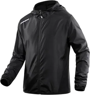 Men UPF 50  Sun Protection Light Jacket Outdoor Full Zip Hoodie Long Sleeve Athletic Fishing Hiking Performance Shirt