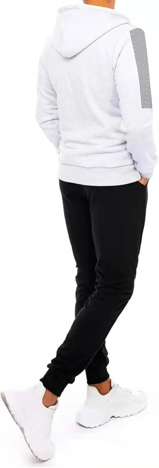 Men's 2 Piece Long Sleeve Tracksuits Full Zip for Casual Jogging Sports Gym Training Warm Hoodie Sweatpants Sets