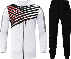 Men's 2 Piece Long Sleeve Tracksuits Full Zip for Casual Jogging Sports Gym Training Warm Hoodie Sweatpants Sets