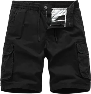 Mens Cargo Shorts Summer Beach Vacation Shorts Elastic Waist Outdoor Hiking Shorts Multi Pocket Cargo Pants