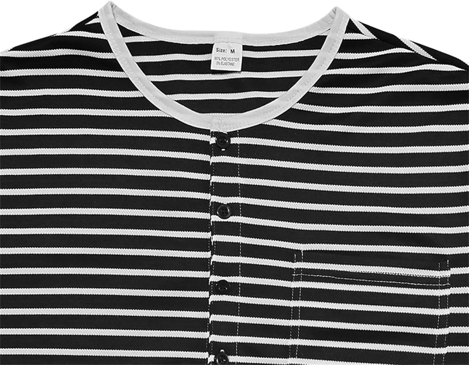 Mens Causal Henley T Shirt Long Sleeve Striped Print Deep V Neck Crewneck Slim Fit Trendy Workout Tees Pullover Tops